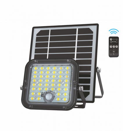 Proiectoare - Proiector LED 30W 4800lm lumină naturală 4000K cu panou solar , cablu 5 metri , telecomandă si senzor de mișcare, acoperire 100-150m²