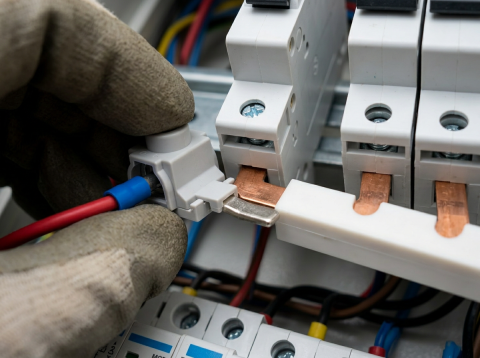 Set 10 bucati cleme terminale 63A de conectare conductor maxim 16mm²  la sigurante impreuna cu pieptene busbar [7]