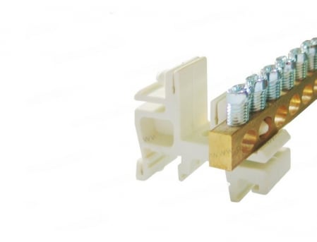 Tablouri electrice - Set 10 bucati suport din plastic pentru bara conexiune impamantare cu prindere pe sina DIN