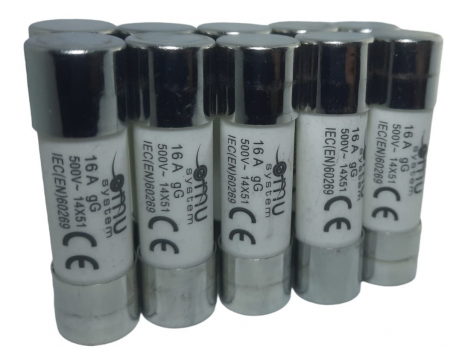 Aparataj tablouri electrice - Set 10 sigurante 14x51 16A fuzibile cilindrice ceramica 500V AC gLgG