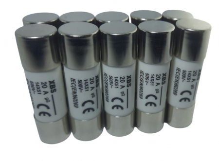 Aparataj tablouri electrice - Set 10 sigurante 14x51 20A fuzibile cilindrice ceramica 500V AC gLgG