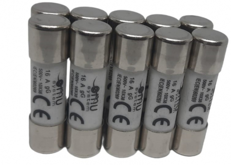 Sigurante fuzibile - Set 10 sigurante 10x38 16A fuzibile cilindrice ceramica  500V AC gG