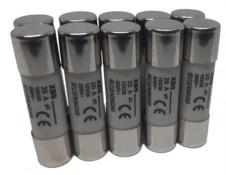Sigurante fuzibile - Set 10 sigurante 10x38 20A fuzibile cilindrice ceramica  500V AC gG