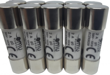 Sigurante fuzibile - Set 10 sigurante 10x38 2A fuzibile cilindrice ceramica  500V AC gG