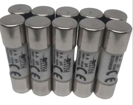 Sigurante fuzibile - Set 10 sigurante 10x38 6A fuzibile cilindrice ceramica  500V AC gG