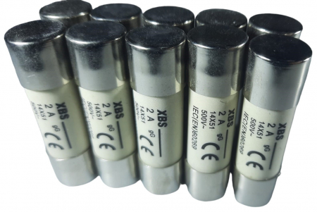 Sigurante fuzibile - Set 10 sigurante fuzibile cilindrice ceramica 14x51 2A 500V AC gLgG