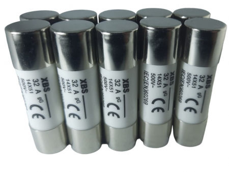 Aparataj tablouri electrice - Set 10 sigurante fuzibile cilindrice ceramica 14x51 32A 500V AC gG