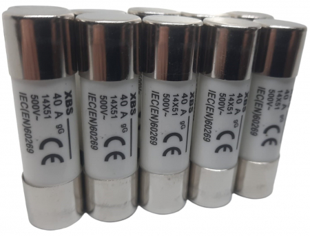 Aparataj tablouri electrice - Set 10 sigurante fuzibile cilindrice ceramica 14x51 40A 500V AC gG