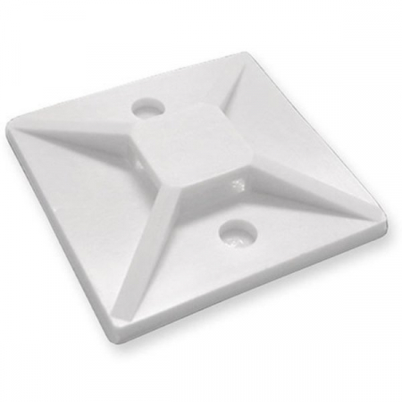 Accesorii tablouri electrice - Set 100 buc cleme albe autoadezive 27x27 din plastic pentru prindere colier plastic max 4.8mm latime
