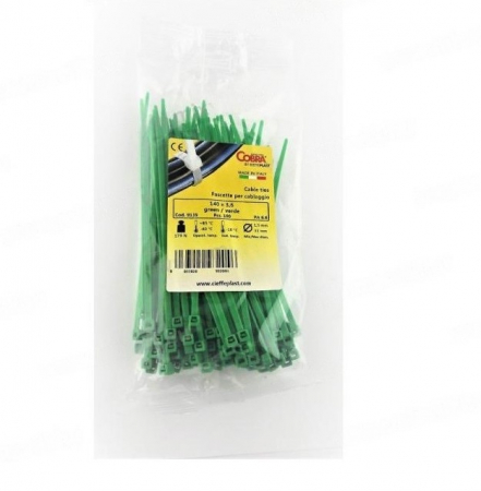 Set 100 buc colier cablu 140x3.6mm din plastic verde Cobra 9135 [4]