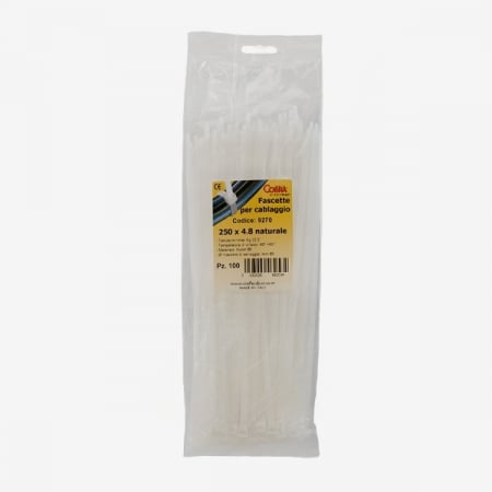 Accesorii electrice - Set 100 buc colier cablu 250x4.8mm din plastic alb Cobra 9270
