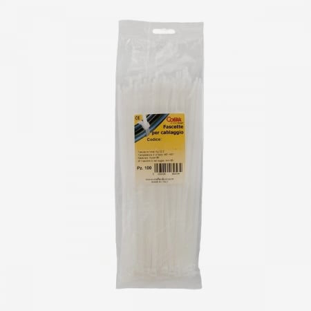 Accesorii electrice - Set 100 buc colier cablu 530x7.6mm din plastic alb rezistenta 54.4kg Cobra 9460