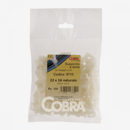 Set 100 buc suport cleme albe tip sa 15x9.5 din plastic pentru prindere colier plastic 9700 Cobra [2]