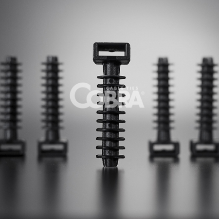 Set 100 dibluri negre de perete pentru fixare colier cablu 43.4x10mm gaura 8mm 9771 Cobra [2]