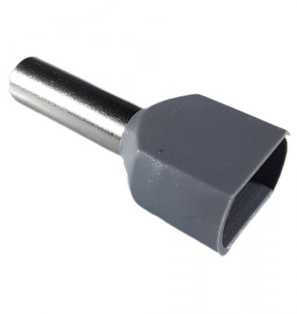 Accesorii electrice - Set 100 pini terminali dubli izolati 4mm²  gri ferule cupru 21mm