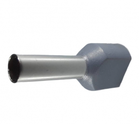Set 100 pini terminali dubli izolati 4mm²  gri ferule cupru 21mm [1]