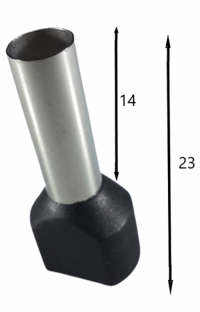 Set 100 pini terminali dubli izolati 6mm²  negri ferule cupru 23mm [2]