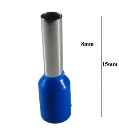 Set 100 pini terminali izolati 2.5mm²  albastri  ferule cupru 15mm [2]