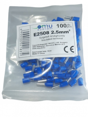 Set 100 pini terminali izolati 2.5mm²  albastri  ferule cupru 15mm [3]
