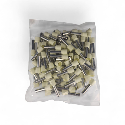Set 100 pini terminali izolati lungi 10mm² albi ferule cupru 18mm [4]