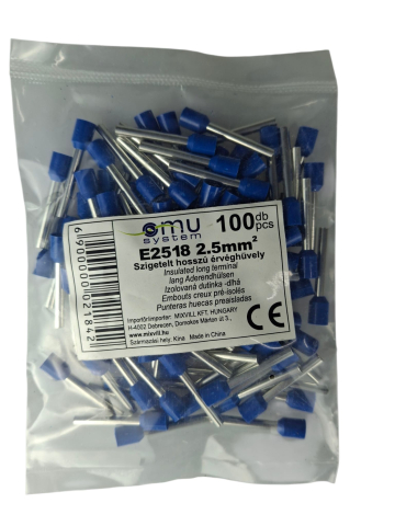 Set 100 pini terminali izolati lungi 2.5mm² albastri ferule cupru 18mm [2]