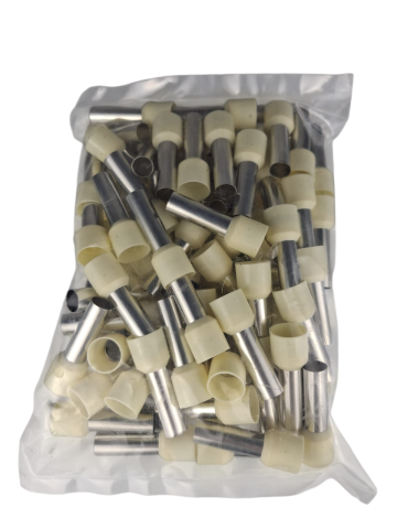 Set 100 pini terminali izolati lungi 35mm² albi ferule cupru 25mm [2]