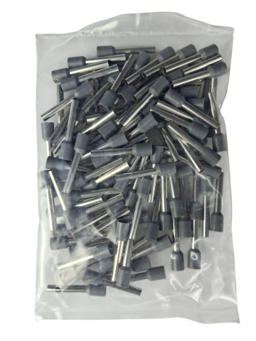 Set 100 pini terminali izolati lungi 4mm² gri ferule cupru 18mm [1]