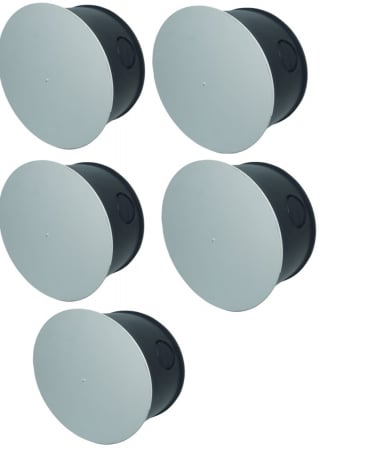 Doze incastrate - Set 5 doze de ramificatie rotunde sub tencuiala cu 8 intrari pentru zidarie Ø 70mm cu capac