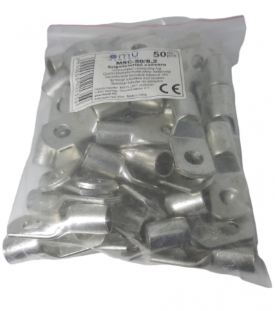 Set 50 bucati papuci cupru stanat 50mm² cu gaura de 8mm lungime totala 43mm [3]