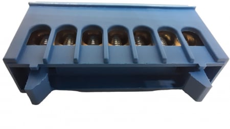 Set cleme bloc terminal barete pentru impamantare si nul albastra si verde pe sina 7 gauri max 16mm² 63A izolate [5]
