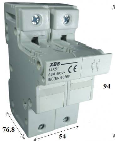 Soclu separator 2P pentru sigurante fuzibile 14x51 cu montaj pe sina DIN [1]