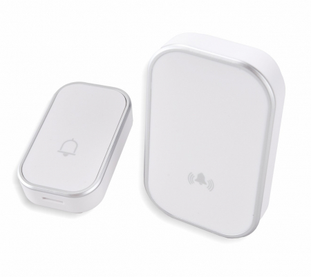 Accesorii electrice - Sonerie fără fir 1 transmițător - comutator cu baterie 12V (1 buton) și 1 receptor alb ( 1 sonerie) la priză , IP44
