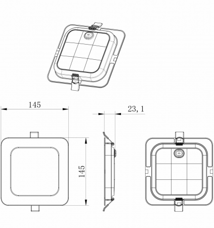 Spot LED de tavan 12W 1200lm 145x145mm CCT (temperatura de culoare reglabila) 3000K/4000K/6500K patrat incastrabil material PC 120° 220-240V IP20 [1]