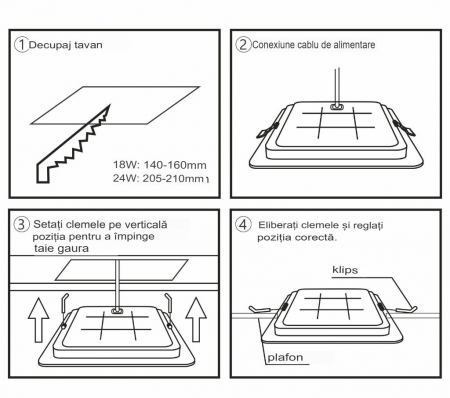 Spot LED de tavan 18W 1800lm 170x170mm CCT (temperatura de culoare reglabila) 3000K/4000K/6500K patrat incastrabil 120° 220-240V IP20 [2]