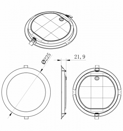 Spot LED de tavan 24W 2400lm 225mm CCT (temperatura de culoare reglabila) 3000K/4000K/6500K rotund incastrabil 120° 220-240V IP20 [1]