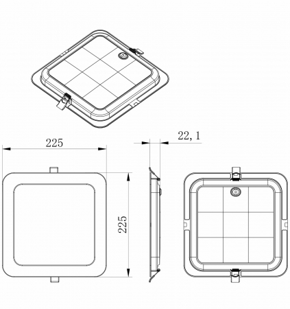 Spot LED de tavan 24W 2400lm 225x225mm CCT (temperatura de culoare reglabila) 3000K/4000K/6500K patrat incastrabil 120° 220-240V IP20 [2]