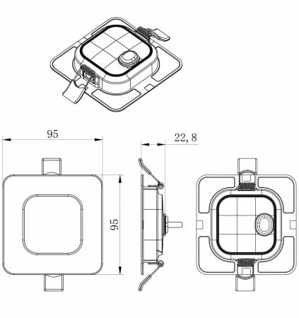 Spot LED de tavan 5W 500lm 95x95mm CCT (temperatura de culoare reglabila) 3000K/4000K/6500K patrat incastrabil material PC 120° 220-240V IP20 [1]