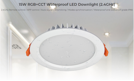 Spot LED Miboxer 15W RGB+CCT 1200lm 80lm/W 2700K~6500K, 16 milioane de culori intensitatea luminii ajustabila, control de la distanta 30m 2.4GHz IP54 [4]
