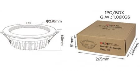 Spot LED Miboxer 25W RGB+CCT 2000lm 80lm/W 2700K~6500K, 16 milioane de culori intensitatea luminii ajustabila, control de la distanta 30m 2.4GHz [5]