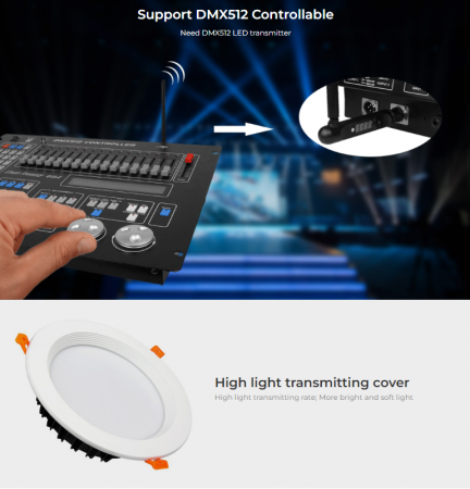 Spot LED Miboxer 25W RGB+CCT 2000lm 80lm/W 2700K~6500K, 16 milioane de culori intensitatea luminii ajustabila, control de la distanta 30m 2.4GHz [8]