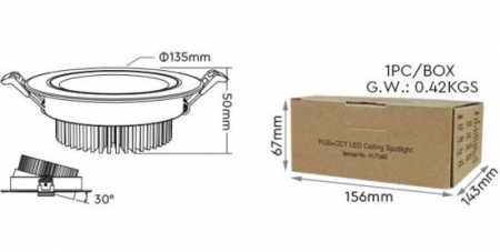 Spot LED Miboxer 9W RGB+CCT 780lm 85lm/W 2700K~6500K, 16 milioane de culori intensitatea luminii ajustabila, control de la distanta 30m 2.4GHz [8]