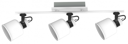 Spot pe bara alb PAKO 3 becuri E14 x max 40W suport si abajur din metal [1]