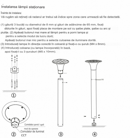 Stâlpişor pitic solar 15W 2200lm 4000K/6000K 1073 x 257mm exterior IP65 cu funcţionare până la 80 de ore [3]