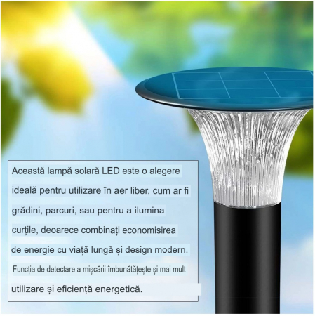 Stâlpişor pitic solar 15W 2200lm 4000K/6000K 1073 x 257mm exterior IP65 cu funcţionare până la 80 de ore [13]
