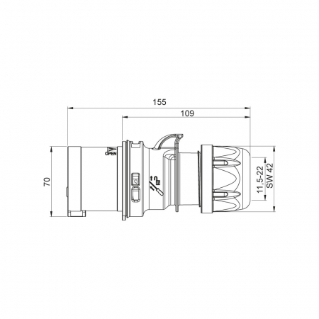 Fisa stecher 5 poli 32A 6h 3P+N+E  industrial trifazic CEE  IP44 [1]