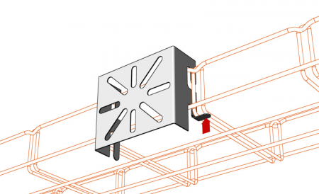 Suport 80x95mm electro galvanizat prindere pe canal cablu din sarma pentru doza de distributie (sau priza, intrerupator etc.) sustinere maxim 5 kg [3]
