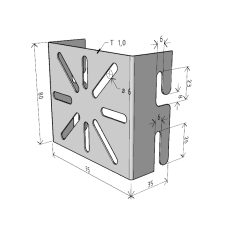 Suport 80x95mm electro galvanizat prindere pe canal cablu din sarma pentru doza de distributie (sau priza, intrerupator etc.) sustinere maxim 5 kg [1]