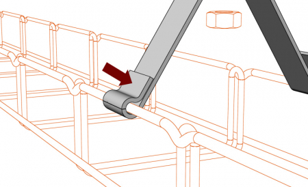 Suport central 150x59mm pentru canal cablu din sârmă 150mm prindere cu tijă filetată M8, susținere maxim 50 kg [4]