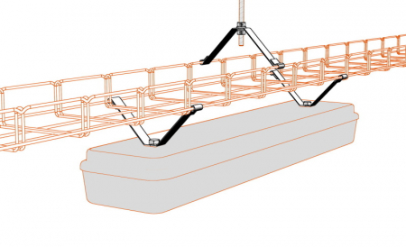 Suport central 150x59mm pentru canal cablu din sârmă 150mm prindere cu tijă filetată M8, susținere maxim 50 kg [3]
