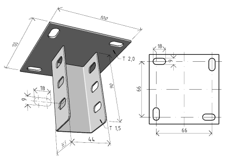 Suport de tavan pentru montaj profil tip C, susținere maxim 250 kg [1]